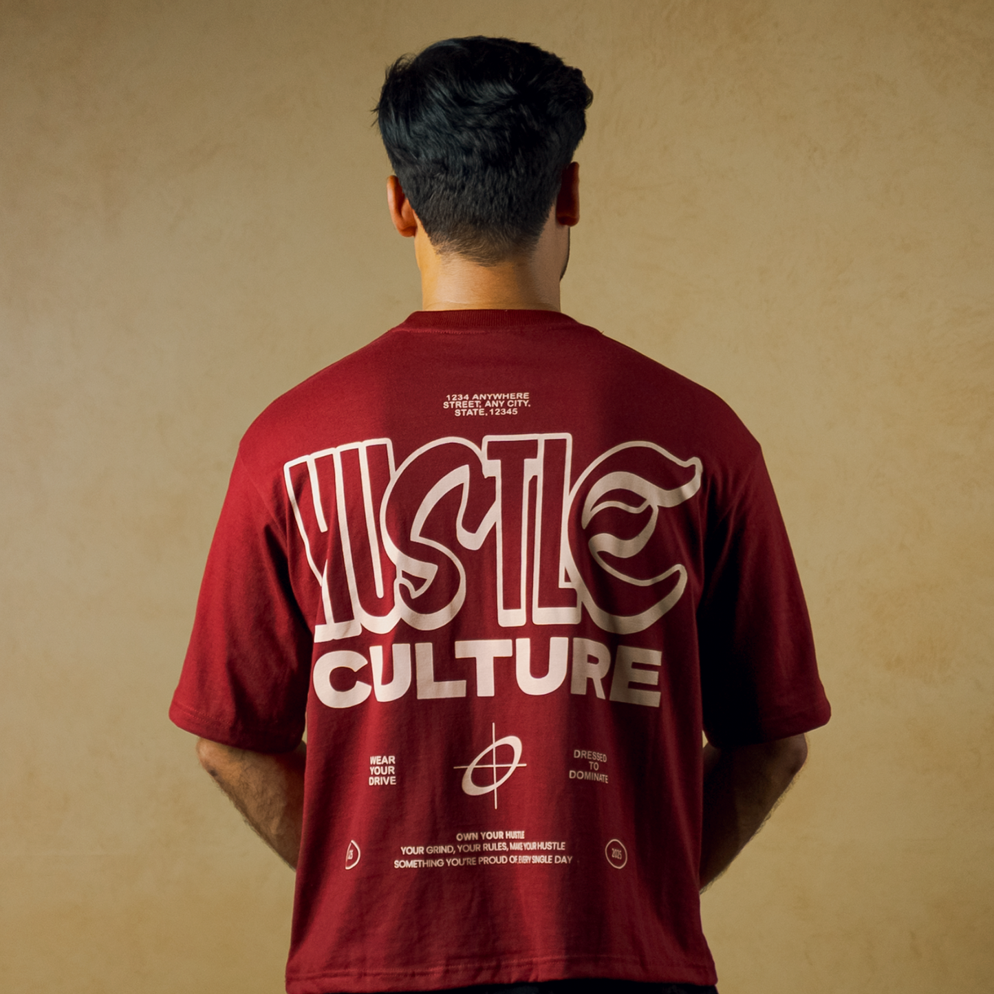 Hustle Culture- Oversize Boxy Fit- Maroon Tee