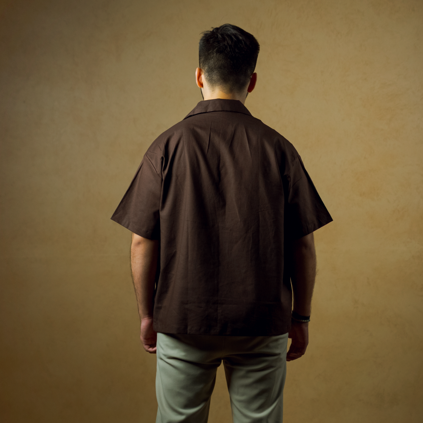 Dark Brown- Boxy Fit Embroidered Linen Shirt