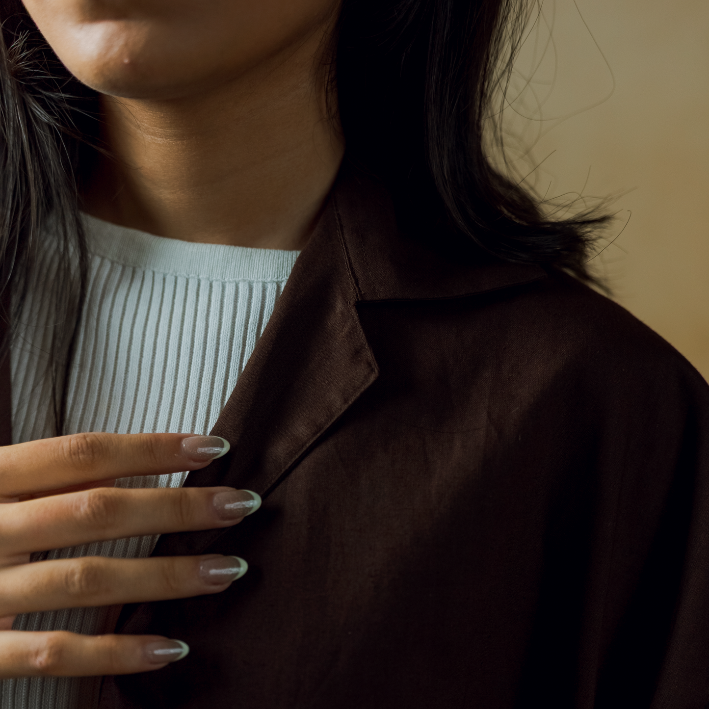 Dark Brown- Boxy Fit Embroidered Linen Shirt