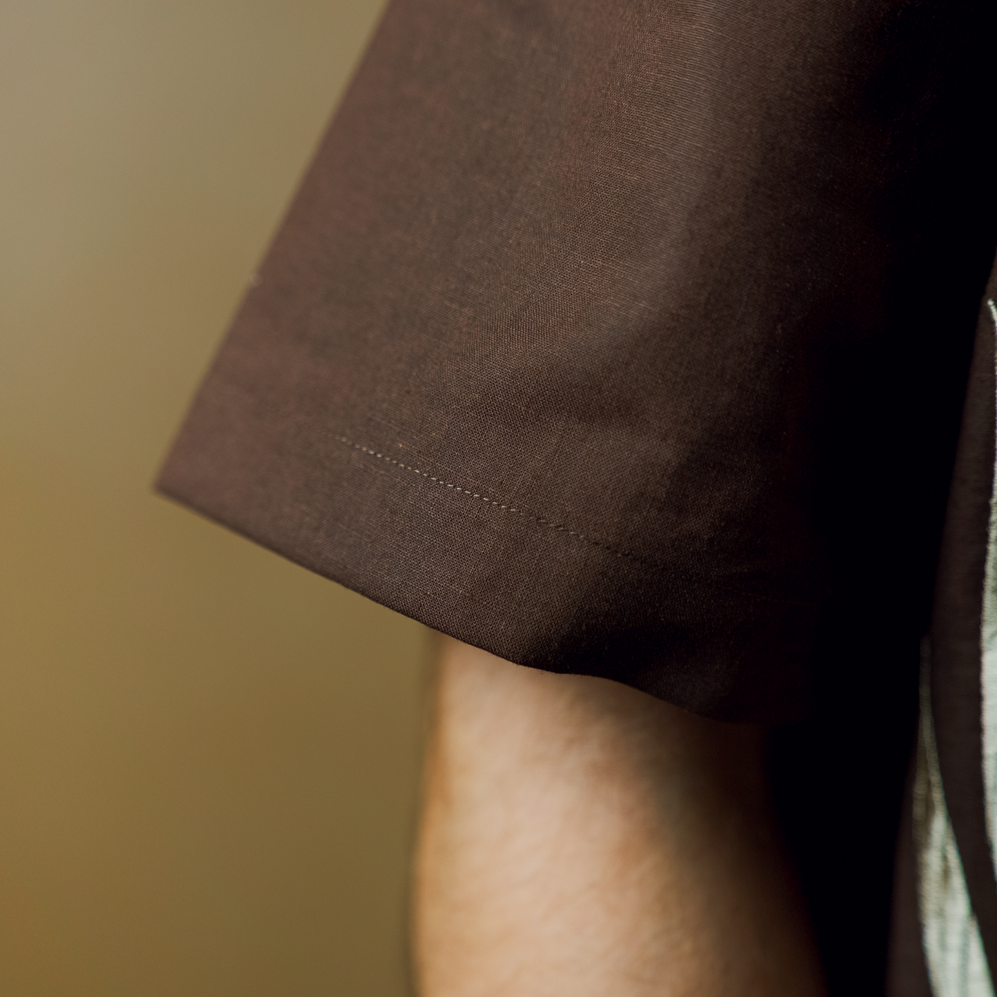 Dark Brown- Boxy Fit Embroidered Linen Shirt
