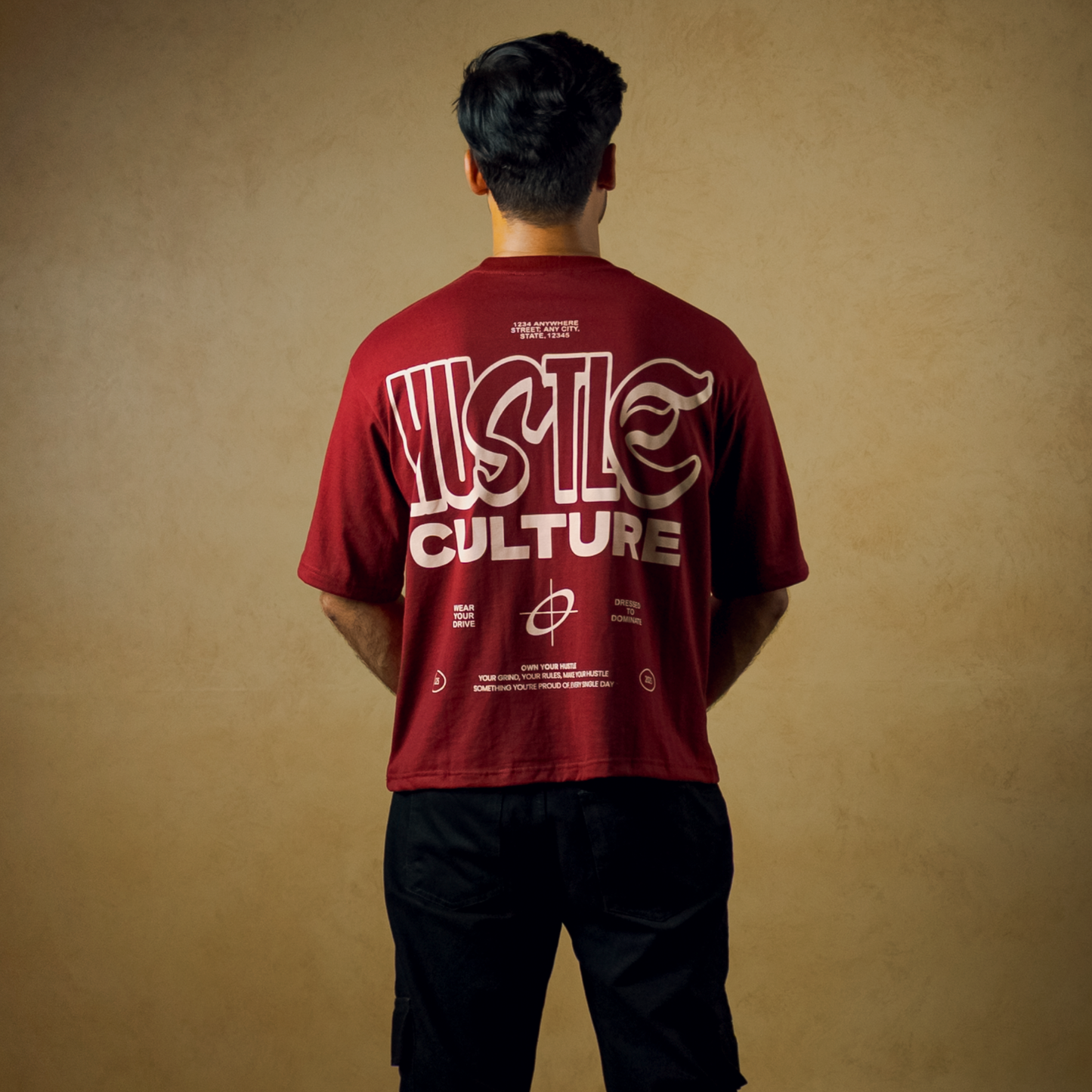 Hustle Culture- Oversize Boxy Fit- Maroon Tee