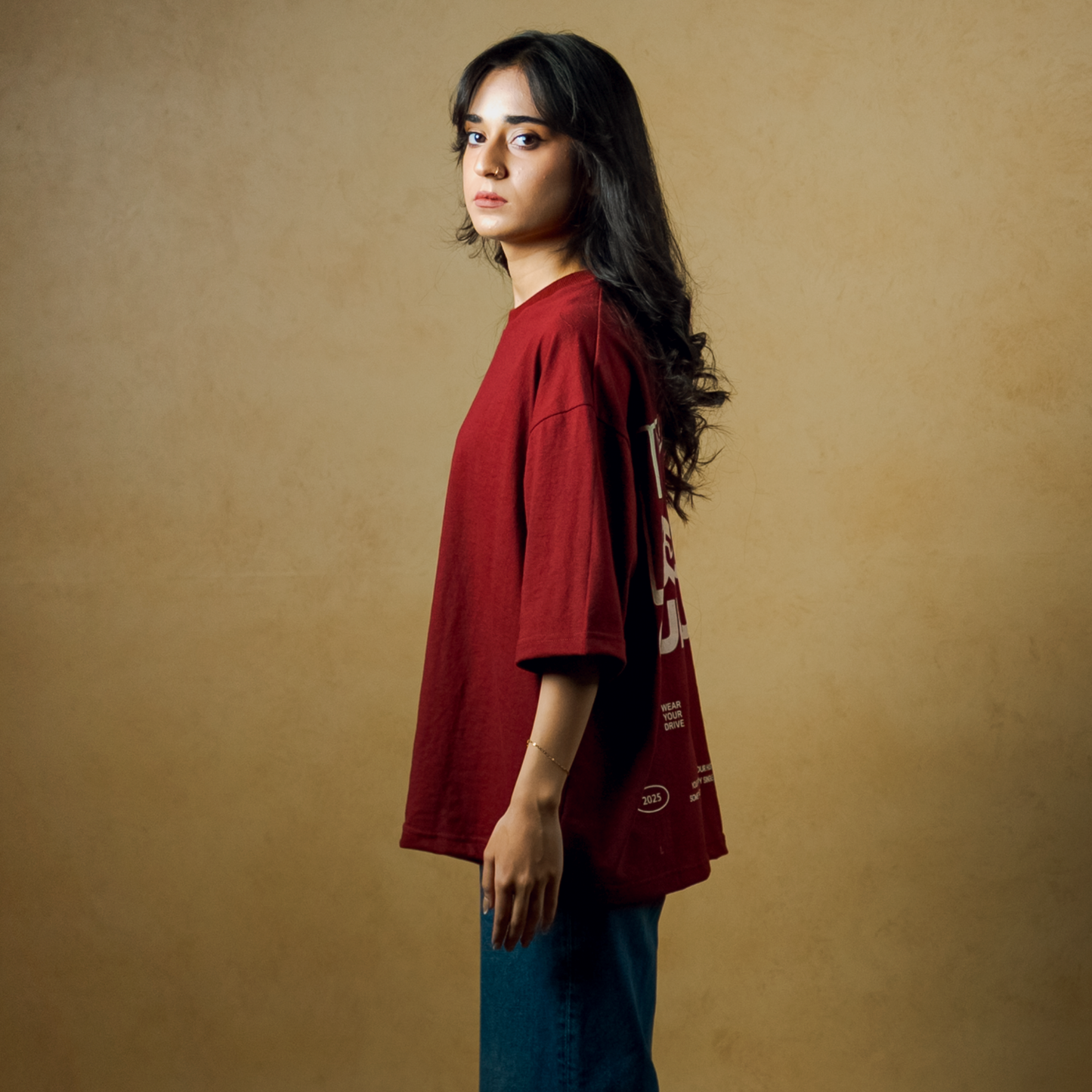 Hustle Culture- Oversize Boxy Fit- Maroon Tee