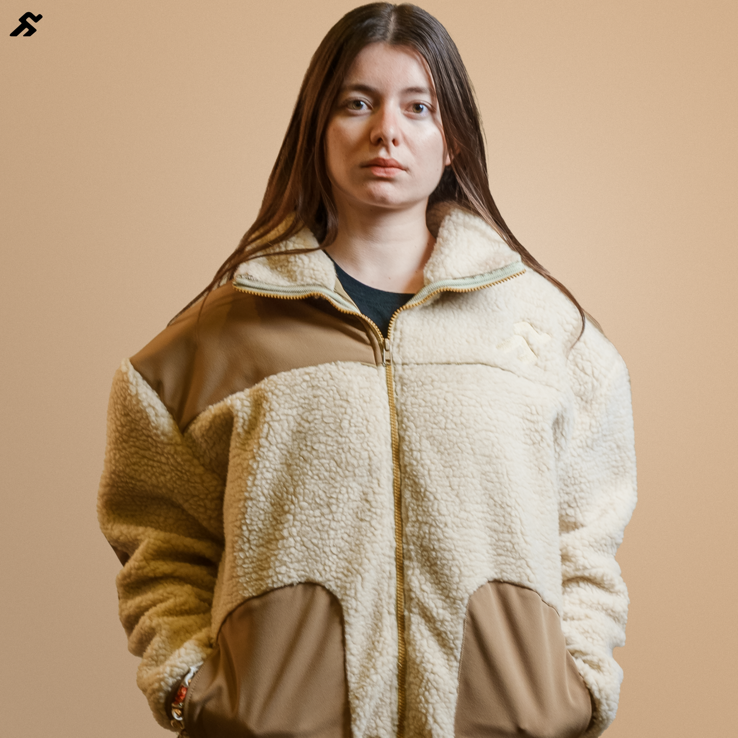 Beige Faux Fur Oversized Jacket