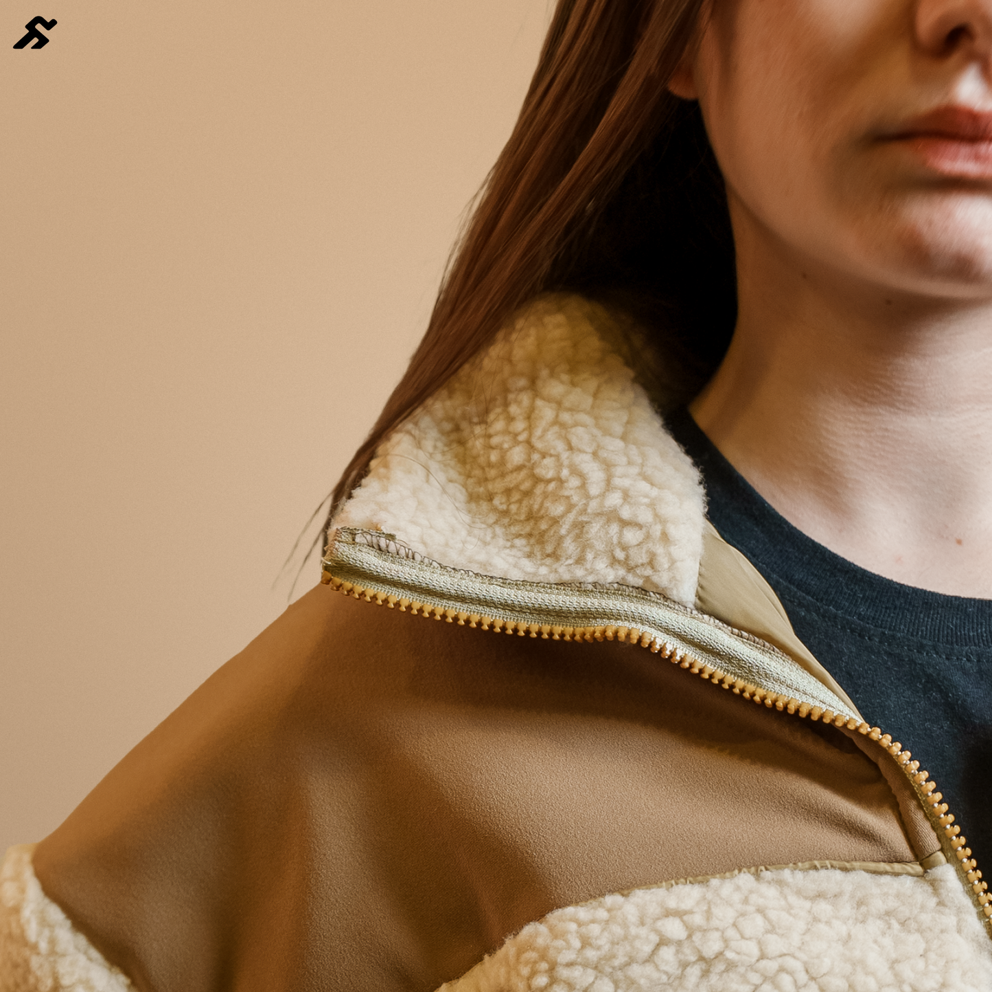 Beige Faux Fur Oversized Jacket