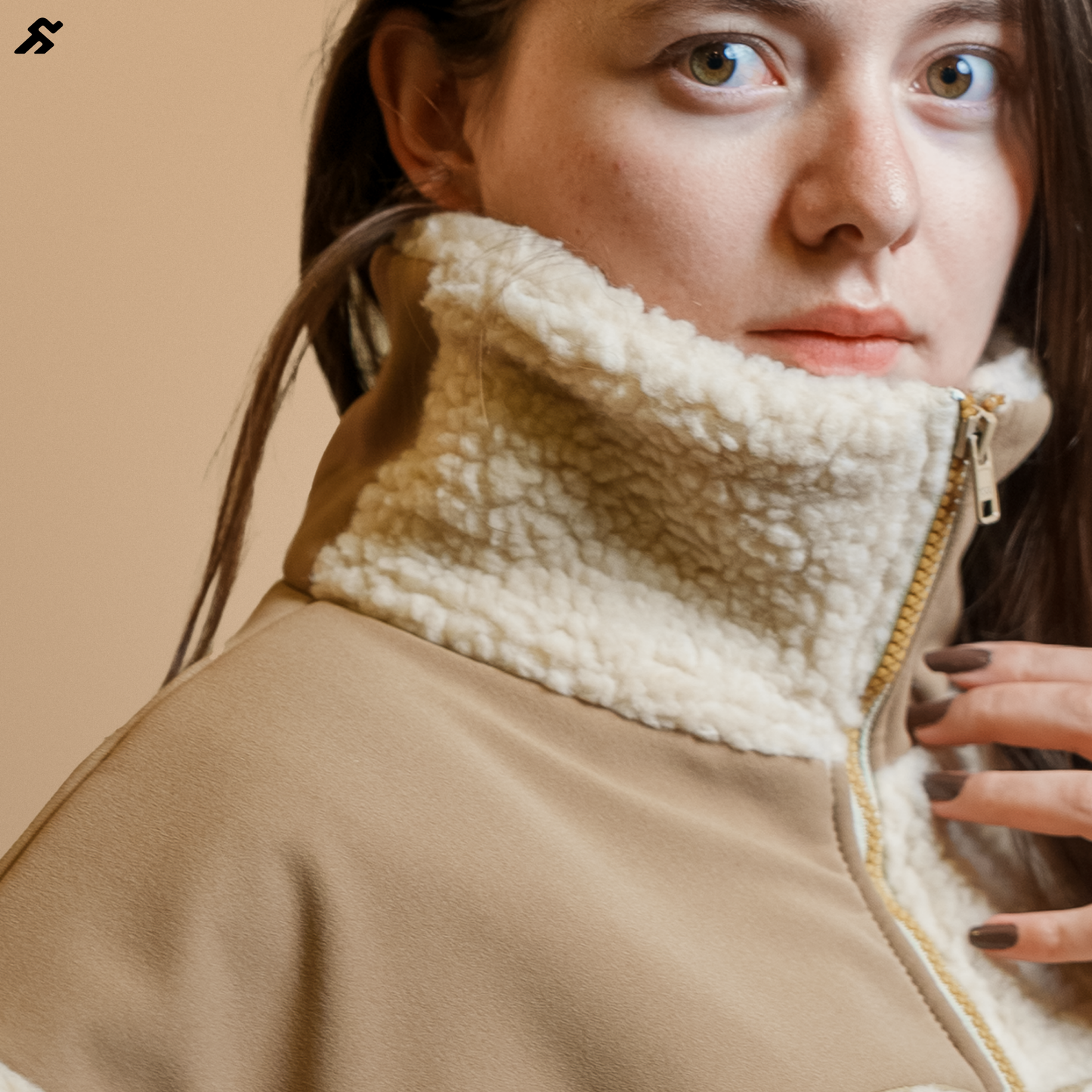 Beige Faux Fur Oversized Jacket