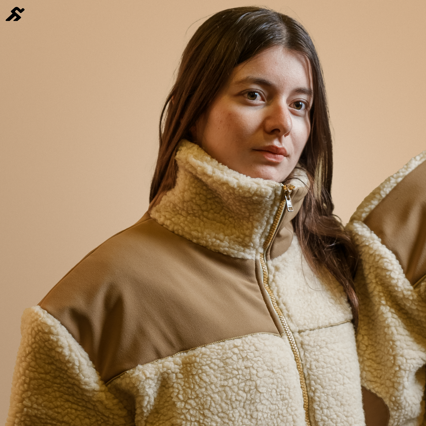 Beige Faux Fur Oversized Jacket