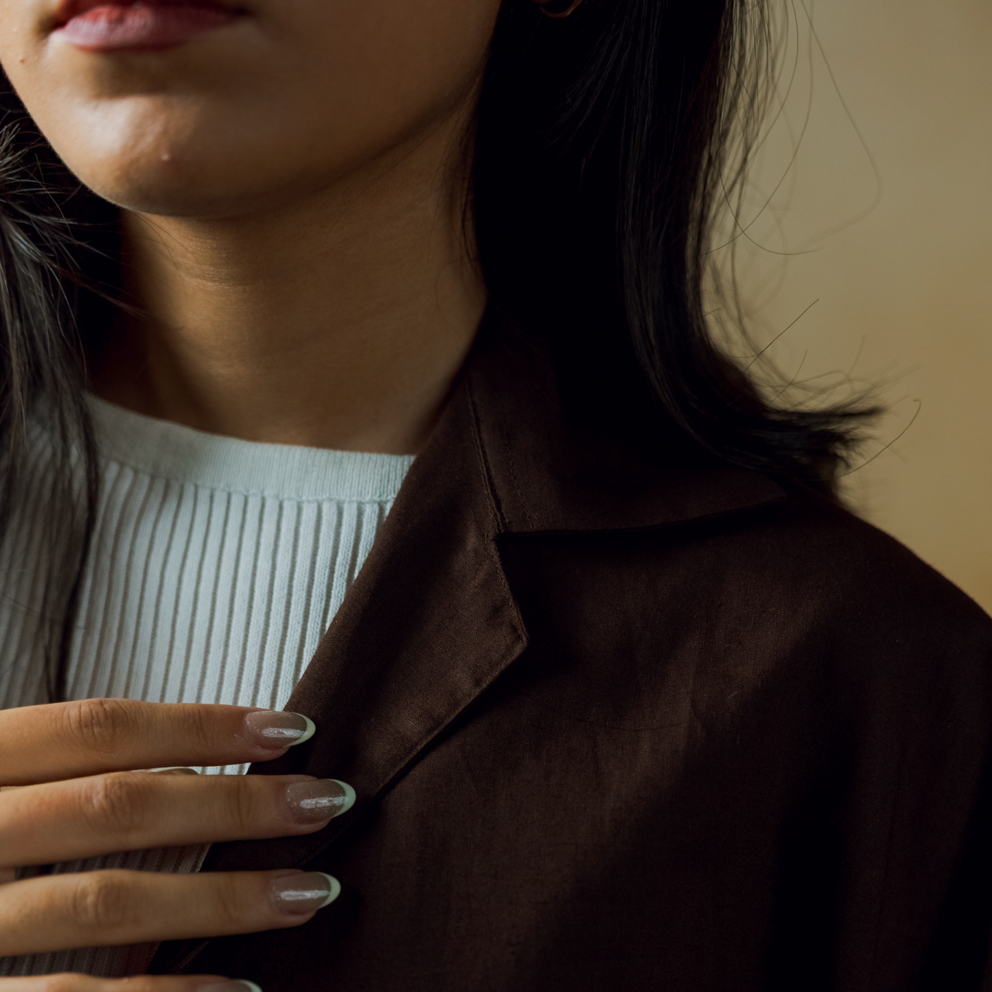 Dark Brown- Boxy Fit Embroidered Linen Shirt