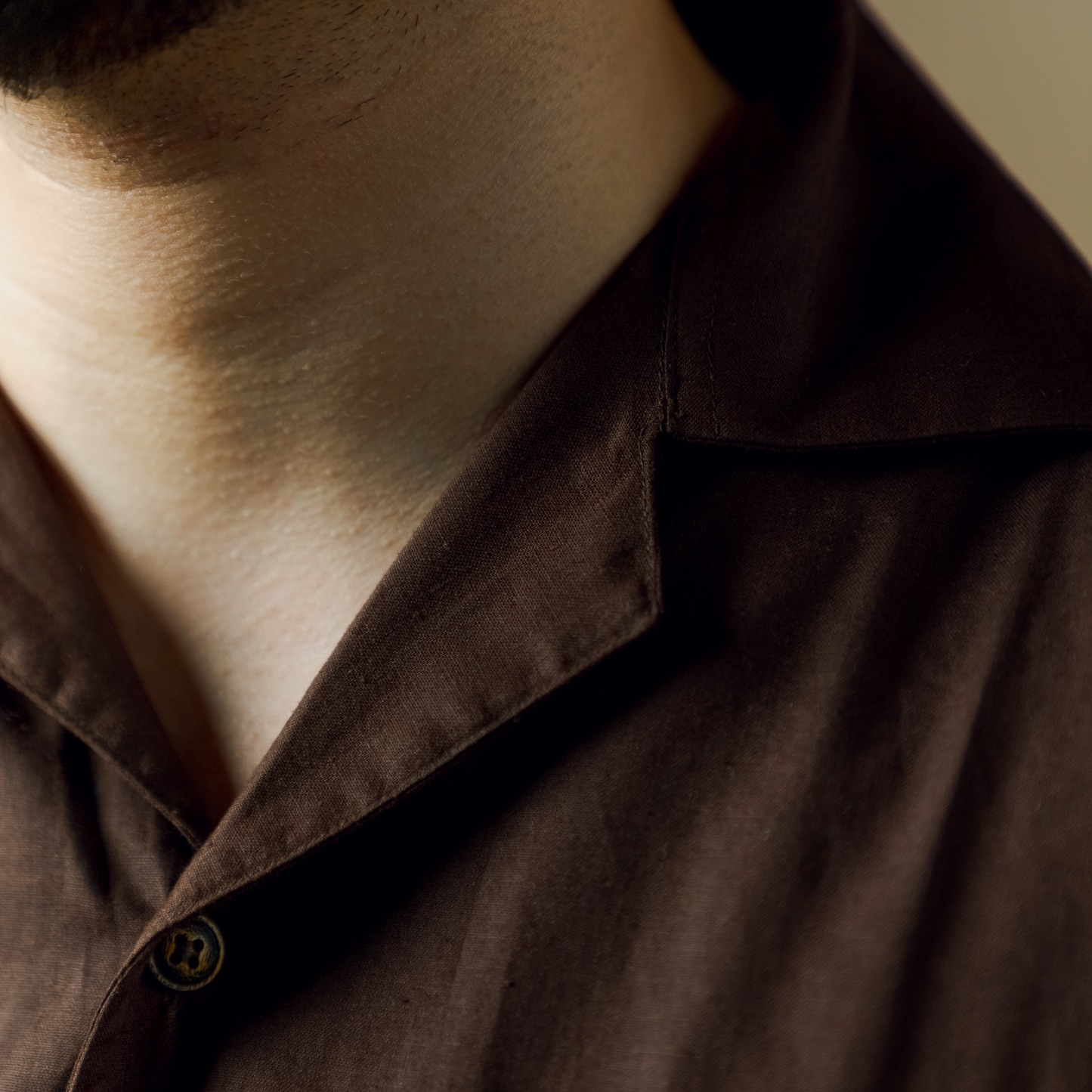 Dark Brown- Boxy Fit Embroidered Linen Shirt