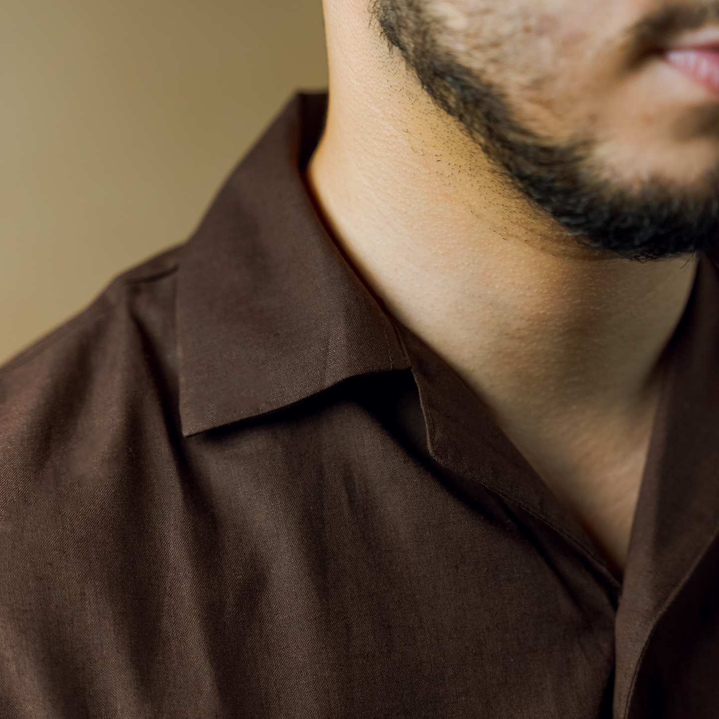 Dark Brown- Boxy Fit Embroidered Linen Shirt