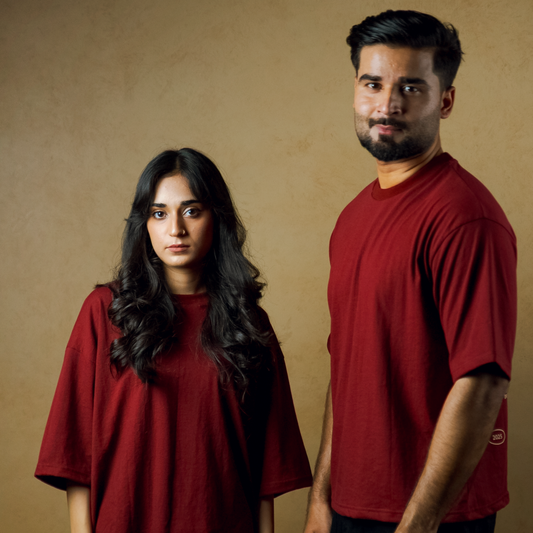 Hustle Culture- Oversize Boxy Fit- Maroon Tee